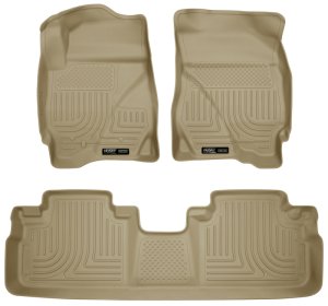 Mazda Tribute Floor Liners - Front + Rear - Husky Liners - WeatherBeater Combo - Tan - `09-`12